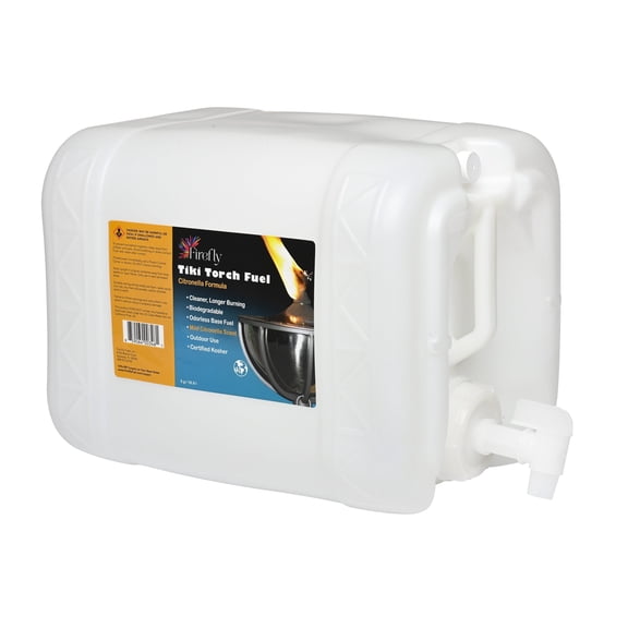 Firefly Bulk Tiki Torch Fuel with Citronella Oil, Eco-Friendly, Long Burn, Clear, 5 Gallons