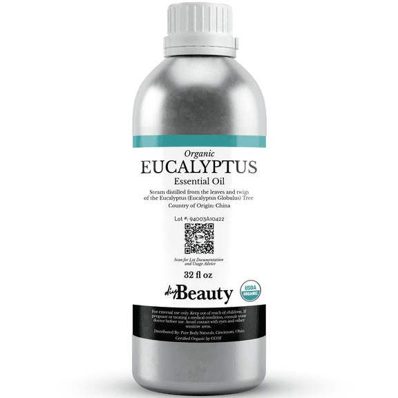 Bulk Eucalyptus Essential Oil - Large Size 32 fl oz Bottle - 100% Pure and Organic by DIYBeauty
