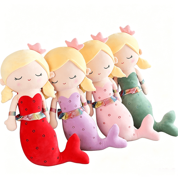 Bulk Fairy Tale Plush Doll Cartoon Mermaid Stuffed Pillow Doll Soft Cozy Throw Pillow Back Cushion Lovely Kid Companion