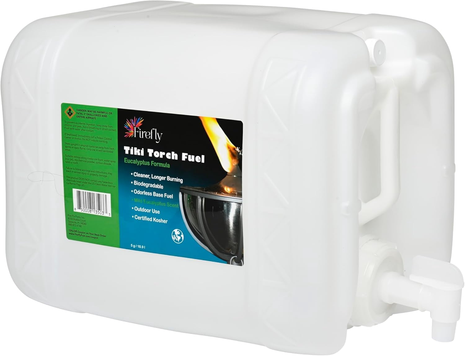 Firefly Fuel Tiki Torch Fuel - Eucalyptus Oil, Clean Burn - 5 gal