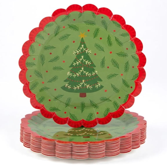 Bulk Fireside Folk Christmas Tree Berry & Sprig Dinner Plates 50 ct