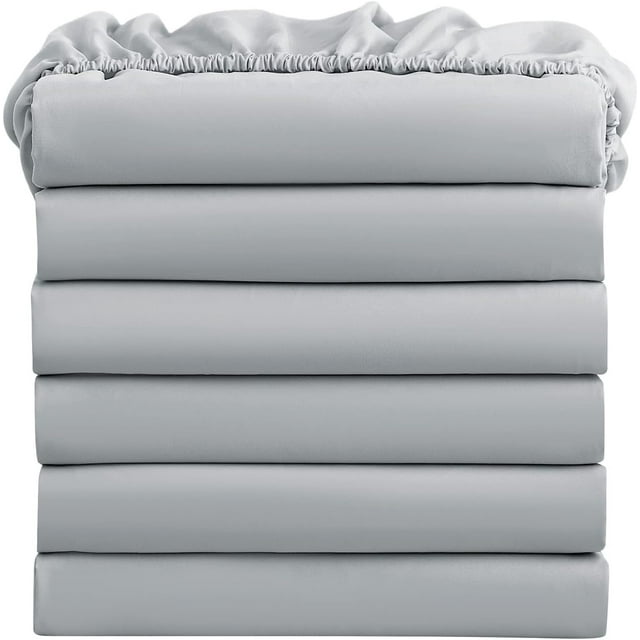 Bulk Fitted Sheets Pack of 18 Piece, Light Grey Fitted Bed Sheets 39" X 75" X 12" Inch Deep Pocket, Soft 400 Thread Count & 100% Cotton Twin Classic Sheets for Hospital Use/Homes/Hotels Purpose.