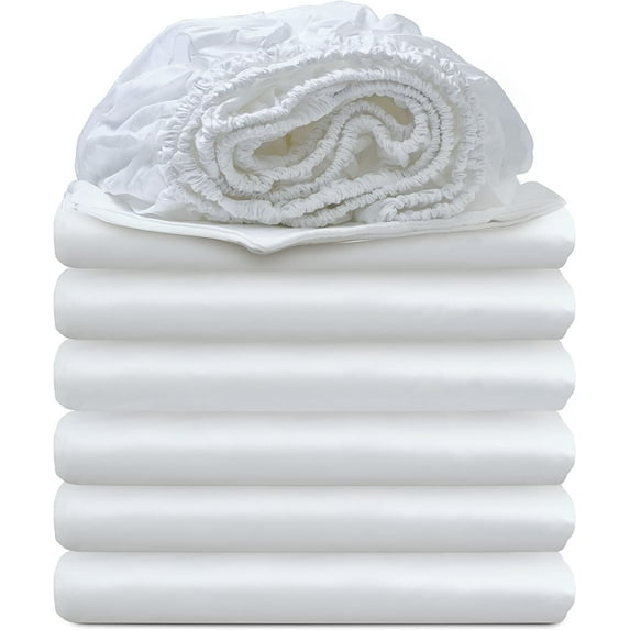 Bulk Fitted Sheets Pack of 18 Piece, White Fitted Bed Sheets 60" X 80" X 8" Inch Deep Pocket, Soft 400 Thread Count & 100% Cotton Queen Classic Sheets for Hospital Use/Homes/Hotels Purpose.