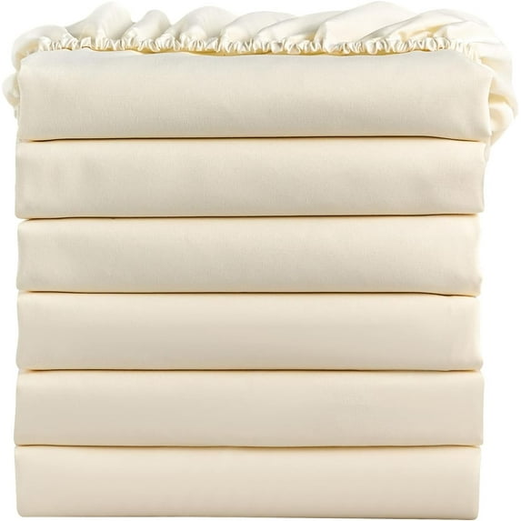 Bulk Fitted Sheets Pack of 4 Piece, Ivory Fitted Bed Sheets 36" X 84" X 16" Inch Deep Pocket, Soft 400 Thread Count & 100% Cotton Standard Classic Sheets for Hospital Use/Homes/Hotels Purpose.