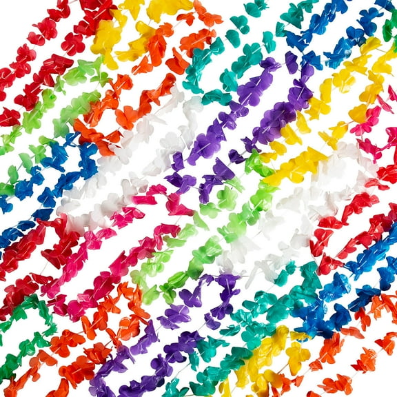 Bulk Flower Plastic Lei Assortment, Apparel Accessories, Luau, 200 Pieces