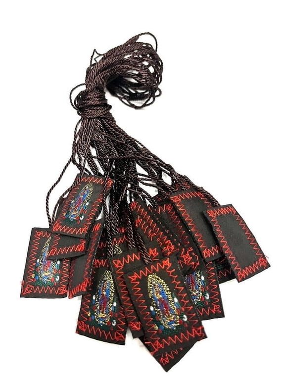 Bulk Full Color Scapulars Religious Prayer Necklace for Men and Women | Our Lady of Guadalupe - Virgen de Guadalupe, Saint Jude - San Judas Escapulario de Hilo - 6 Pack