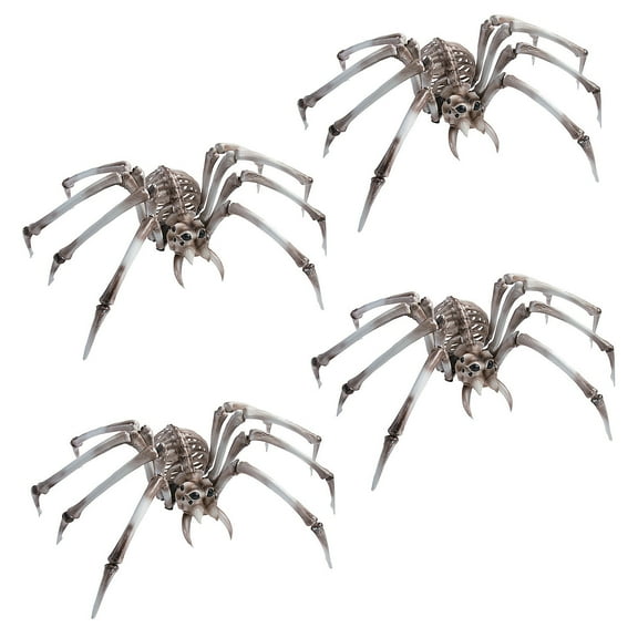 Bulk Giant Skeleton Spider Halloween Decorations - 4 Pc