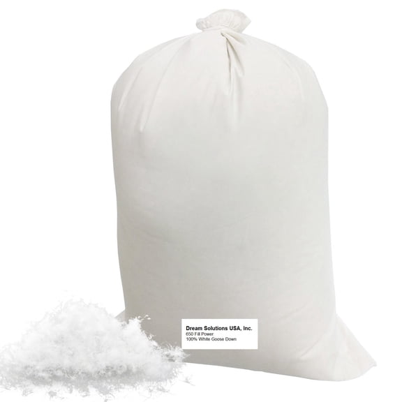 Bulk Goose Down Filling (2 lbs.) 650 Fill Power – 100% Natural White, No Feathers – Fill Comforters, Pillows, Jackets and More – Ultra-Plush Hungarian Softness - Dream Solutions USA Brand