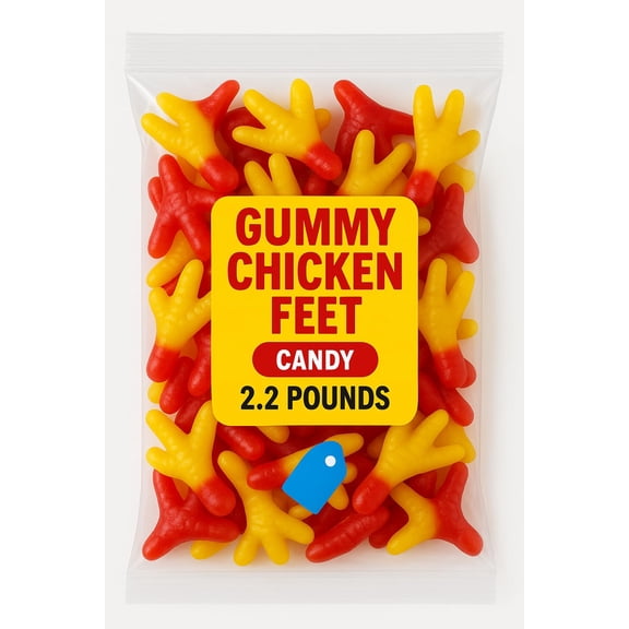 Bulk Gummy Chicken Feet Candy 2.2 LB Bag Soft Gummi Sweets Party Treats Fun Novelty Candy for Kids and Adults 10628192403057