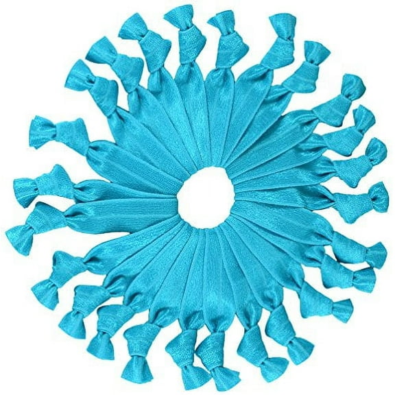 Bulk Hair Ties Knotted Ribbon Elastic Ponytail Holders Bracelets - 25 Count (Turquoise Teal)