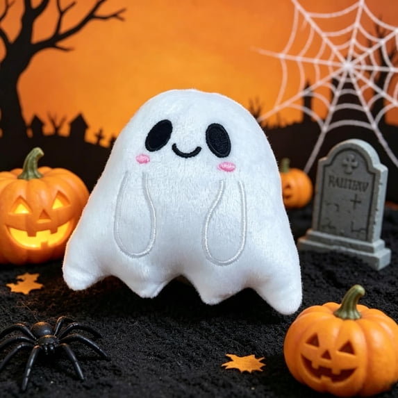 Bulk Halloween Ghost Plush Toys, 6 Assorted Mini Stuffed Ghost Figures, Non-Candy Trick or Treat Goodie Bag Fillers, Party Favor Gifts for Kids