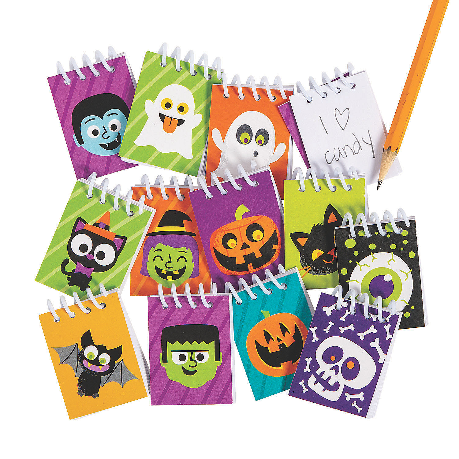 Bulk Halloween Mini Spiral Notepad Assortment, Halloween, Stationery, 144 Pieces