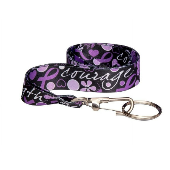 Bulk Hope Strength Purple Ribbon Awareness Lanyards (25 Lanyards)