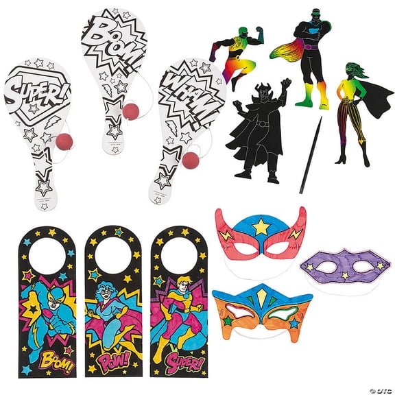 60 Pieces Incredible Superhero Craft Kit Assortment - Makes 12