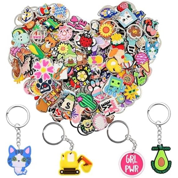 Bulk Keychains 100/200pcs Random Different Keychain Lot Lovely Cool Key ...