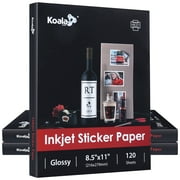 Koala Paper Glossy Sticker Paper, Inkjet Printer, 240 Sheets, White, Glossy Sticker Photo Paper 8.5x11 inch