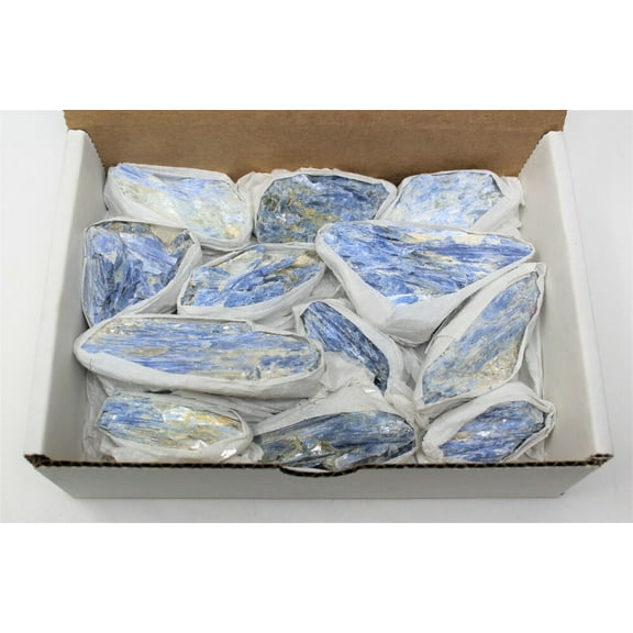 Bulk Large Natural Blue Kyanite in Matrix Crystal Chunks: 9-12 Piece Box Lot