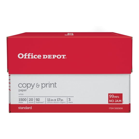 Bulk Ledger Size 11x17 Copy Paper 20 Lb 92 Brightness 500 Sheets per Ream 3 Reams Case Ideal for Office , White