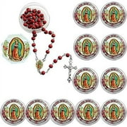 XUEM Bulk Lot Set Of 12 Red Beads Lady Of Guadalupe/Lady Of Guadalupe Rosary/Religious Favor/Baptism Favor/Memorial Rosary