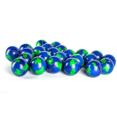 Neliblu 2" Earth Stress Balls, 2 Dozens - Globe Squeeze Ball for Stress Relief, Muscle Relaxation, Therapy - 24 World Stress Balls, Earth Day Gifts and Accessories - Promote Environmental Awareness