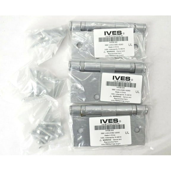 Bulk Lot of 24 Genuine Ives Full Mortise Hinge Satin Chrome HINGE.323 5BB1