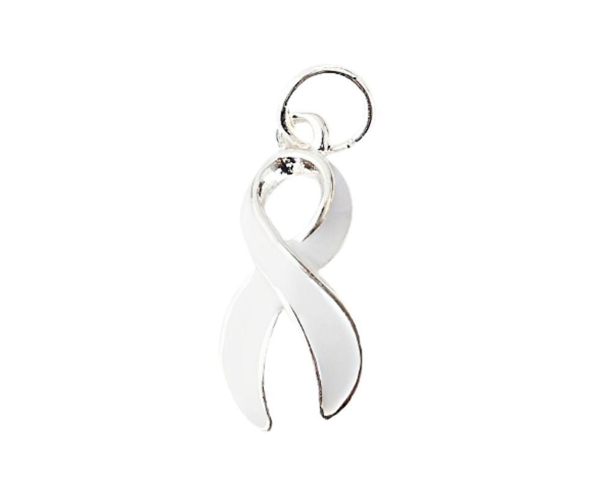 Bulk Lung Cancer White Ribbon Awareness Charms (25 Charms)