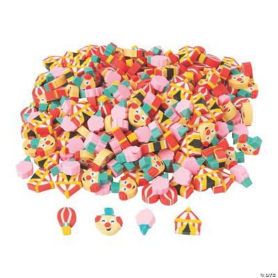 Bulk Mini Carnival Erasers - 300 Pc., Birthday, Stationery, 300 Pieces