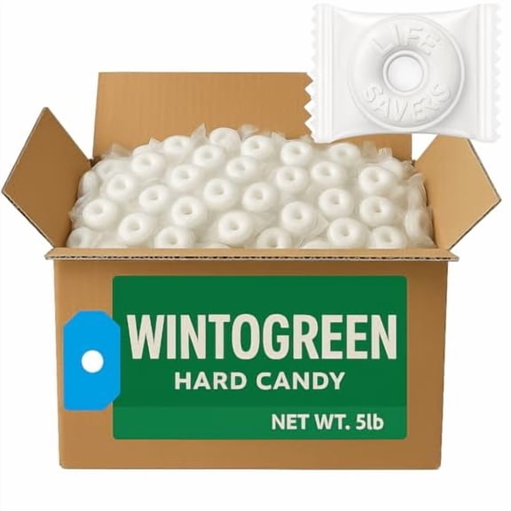 Bulk Mint Candy 5 LB Pack Individually Wrapped Hard Mints WINT O GREEN Flavor Mega Bulk Candy Package for Parties, Events, Offices, and Candy Buffets 10022000290448