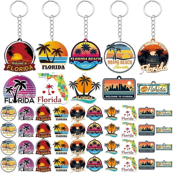 Bulk Multicolor United State Acrylic Keychain Gifts, 50 Pieces Florida Souvenirs