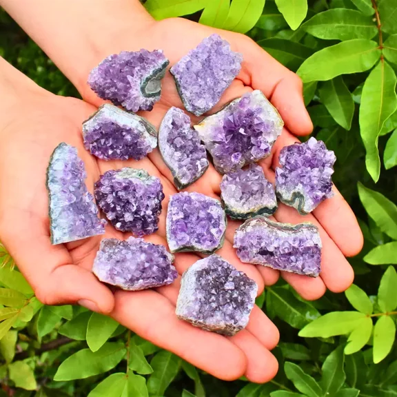 Bulk Natural Amethyst Crystal Clusters 10-16 Piece Lot Quartz Geode Wholesale