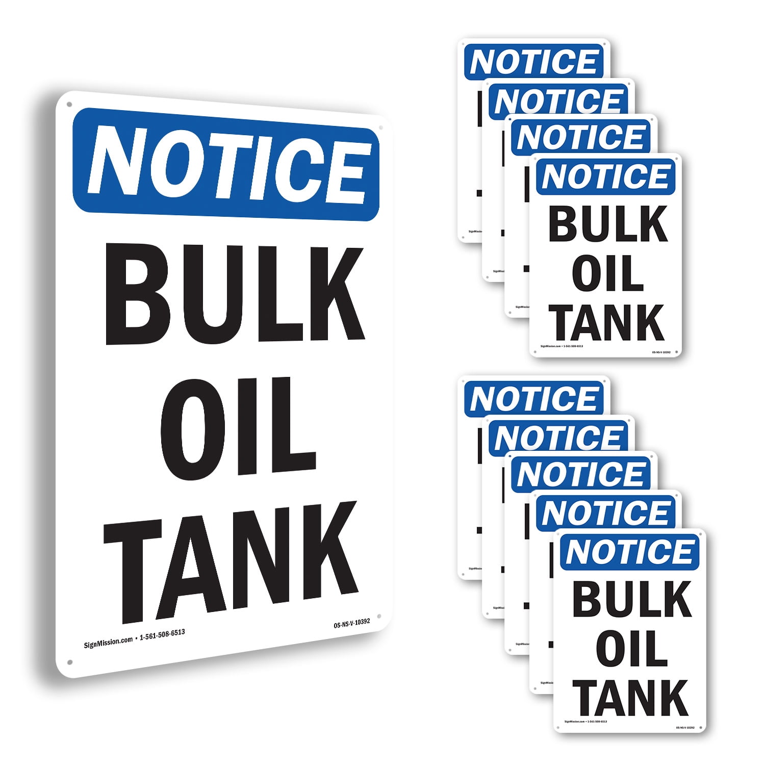 Bulk Oil Tank OSHA Notice Rigid Plastic Sign 24 Inch x 18 Inch - 10 ...
