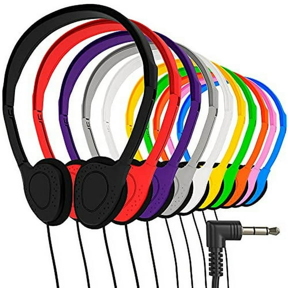 Bulk On-Ear Headphones with 3.5 mm Headphone Plug - 20 Pack - Multi