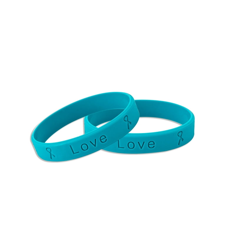 Bulk Ovarian Cancer Awareness Teal Silicone Bracelets 100 Bracelets Women s Size One size Grey Type