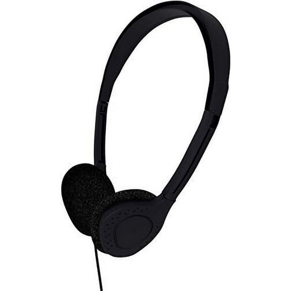 Bulk Over The Head Inexpensive Disposable Headphones Wholesale Lot Kids Individually Bagged for Schools, Libraries, Hospitals (1 Pack, Black)