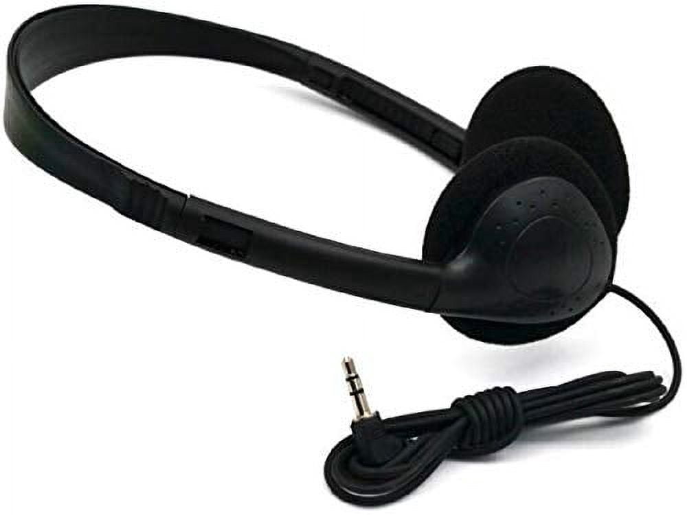 Bulk Over The Head Inexpensive Disposable Headphones Wholesale Lot Kids Individually Bagged for Schools, Libraries, Hospitals (50 Pack, Black)