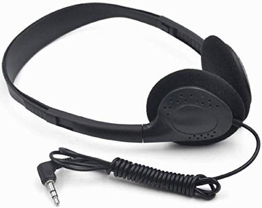 Bulk Over The Head Inexpensive Disposable Headphones Wholesale Lot Kids Individually Bagged for Schools, Libraries, Hospitals (500 Pack, Black)