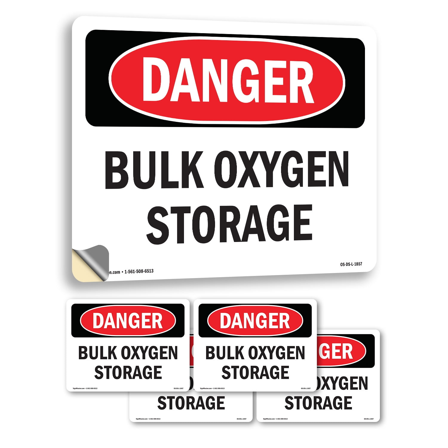 Bulk Oxygen Storage OSHA Danger Vinyl Decal Label 10 Inch x 7 Inch - 5 ...