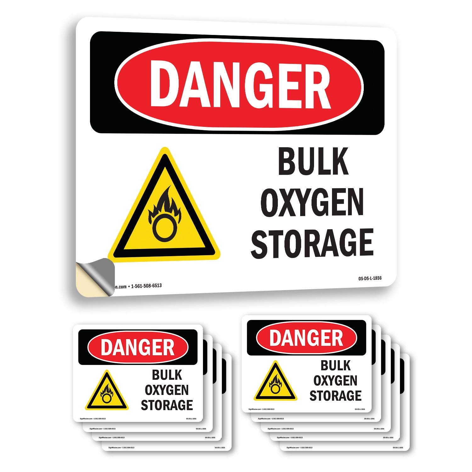 O2 Storage Safety Sticker Bulk Oxygen Storage OSHA Danger Vinyl Decal Label 24 Inch x 18 Inch ...