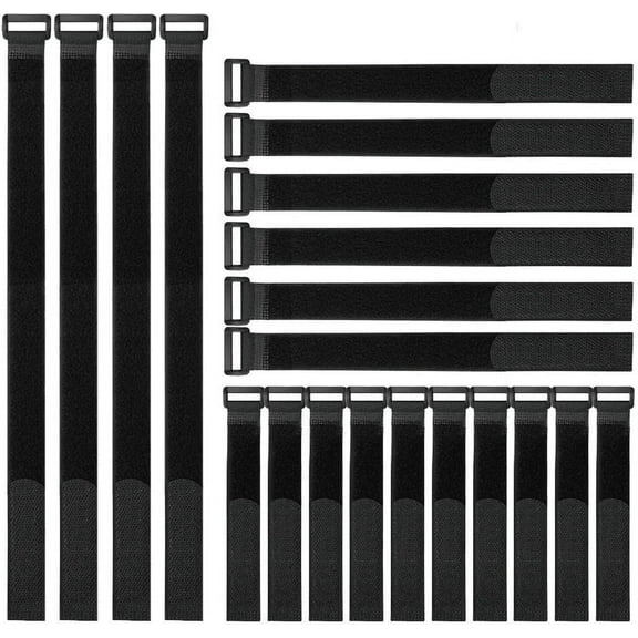 Bulk Pack 20 Reusable Fastening Cable Straps with Buckle Variety Sizes 8"-12"-18" Multi-Purpose Cinch Strap VEL-30100-AMS