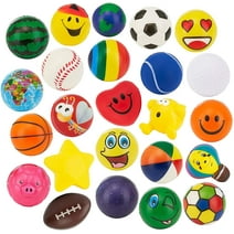 Bulk Pack of 24 Mini Stress Balls for Kids and Adults - 2.5" Treasure Box Classroom Prizes, Party Favors, or Just to De-Stress - Assorted Designs and Colors (2 Dozen)