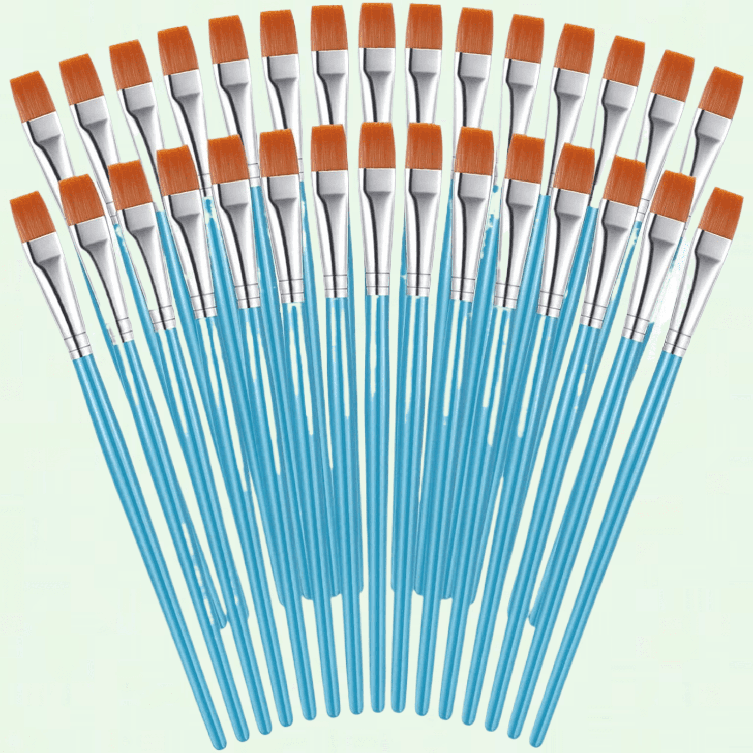Bulk Pack of 30 Small Flat Top Paint Brushes, Blue, 1/2 Inch, Acrylic Paint Brush Oil Classroom
