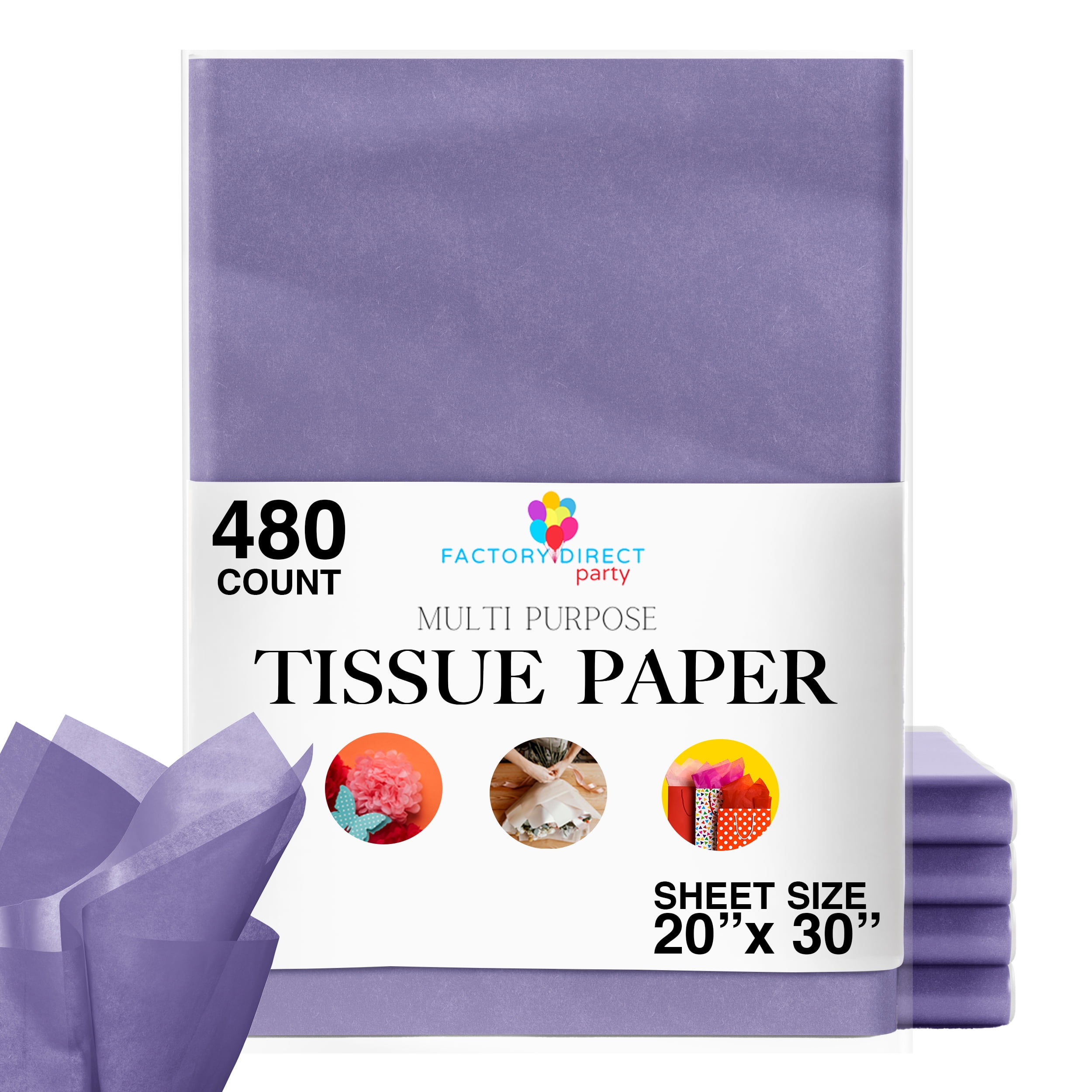 Bulk Pack of 480 Purple Tissue Paper Sheets - 20 x 30 Size for Moving,  Wrapping, and Protecting - Ideal for Packing, Gift Wrapping, and Moving  Supplies 