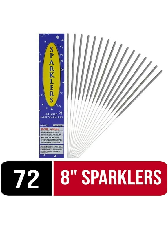 Bulk Pack Gold #8 Party And Wedding Sparklers - 72 Count.