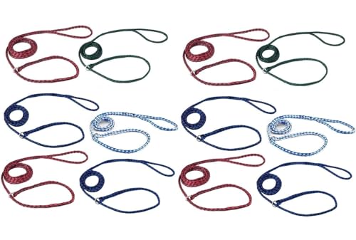 Bulk Pack Strong Dog Control Slip Lead Leashes Assorted Color Vet Rescue Kennel Choose Quantity (12 Leads)