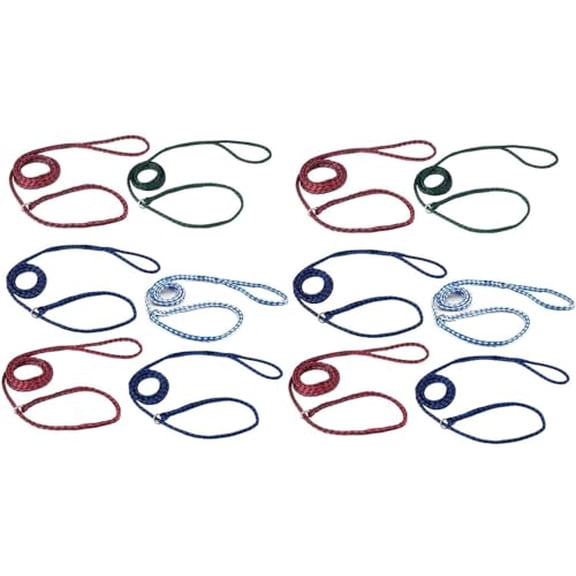 Bulk Pack Strong Dog Control Slip Lead Leashes Assorted Color Vet Rescue Kennel Choose Quantity (12 Leads)