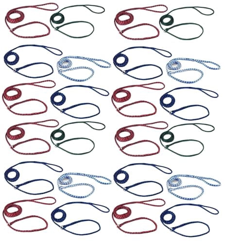 Bulk Pack Strong Dog Control Slip Lead Leashes Assorted Color Vet Rescue Kennel Choose Quantity (24 Leads)