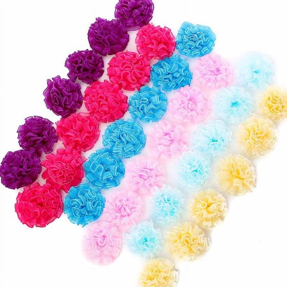 Bulk Package of 72 Miniature Assorted Color Open Ribbon Roses for Favors, Crafts