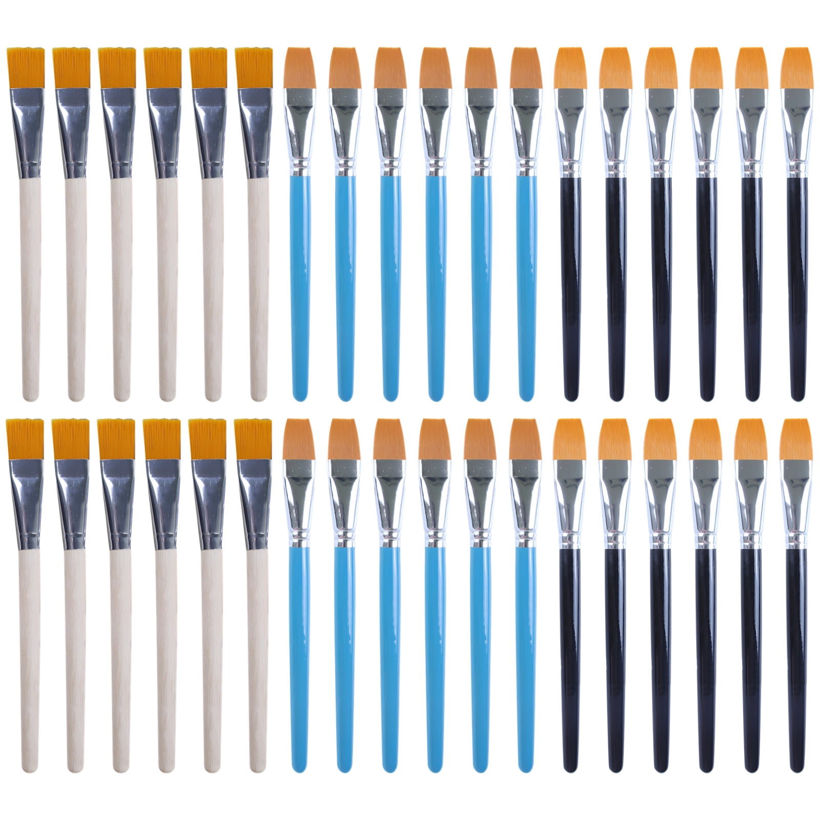 Bulk Paint Brushes for Acrylic Painting, 36PCS Nylon Flat Head Brushes with Wooden Handles, Acrylic Paint Brushes for Face Painting and Oil Art, Large Painting Brushes for Professionals and Beginner