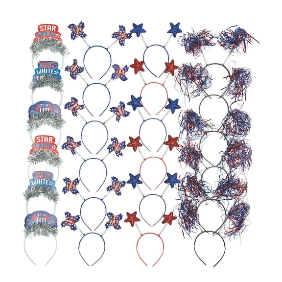 Bulk Patriotic Head Bopper Assortment, Apparel Accessories, Fourth of July, 48 Pieces