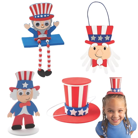 Bulk Patriotic Uncle Sam Craft Kit Assortment - Makes 48